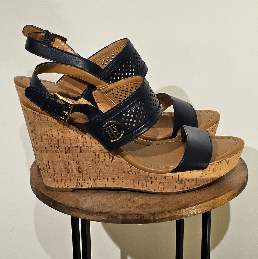 Tommy Hilfiger Navy Blue Wedges